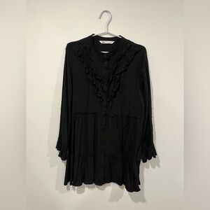 Zara short flowy black dress